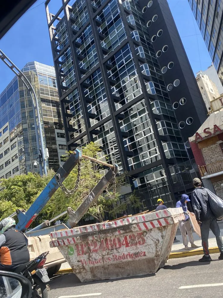 Poda en altura junto a un edificio